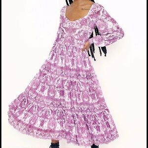 Blackmilk Magenta Chinoiserie Tier Romance Dress M